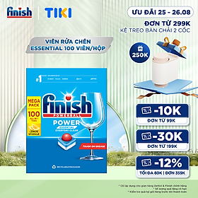 Viên Rửa Chén Bát Hương Chanh Finish Powerball Power Essential Lemon Sparkle - Túi 100 viên siêu tiết kiệm