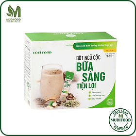 Bột Ngũ Cốc Lovifood Bữa Sáng Tiện Lợi (20 gói x 18g) - Thay Thế Bữa Ăn, Giảm Nguy Cơ Mắc Bệnh Tiểu Đường, Chống Oxy Hóa, Tốt Cho Tim Mạch, Bổ Sung Nội Tiết Tố, Đẹp Da - Thơm Ngon, Dễ Uống - Người Tập Gym và Yoga, Ăn Kiêng, Ăn Chay, Tiểu Đường, Tim Mạch