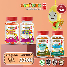 [Voucher 230K] Combo 4 hũ kẹo dẻo dinh dưỡng Gumazing Gummy Vitamin D3 & Canxi + Vitamin C & Kẽm + Multivitamin + Omega-3 tối ưu sức khỏe toàn diện cho bé