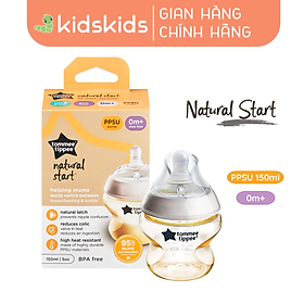 Bình Sữa PPSU Ty Siêu Mềm Tự Nhiên Tommee Tippee Natural Start 150ml, Núm Ty Của Bình 0-3 Tháng