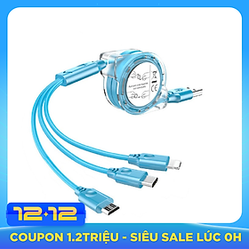 Cáp sạc 3 đầu dây rút tiện lợi