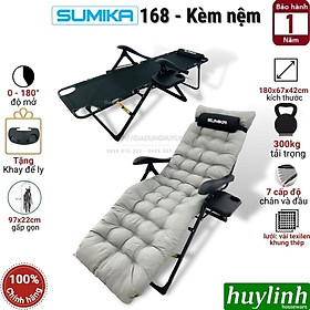 Mua Giường - ghế xếp gấp thư giãn Sumika 168 - Kèm nệm - Tặng khay để ly - Tải trọng 300kg - Hàng chính hãng