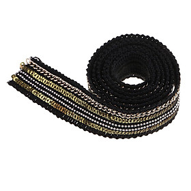 1 Yard 25mm Beaded Sequin Lace Trim Fabric Ribbon Embroidered Applique black