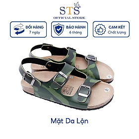 Giày Sandal Đế Trấu Mẫu Camo Rằn Ri Quai Ngang Da PU cao cấp xuất khẩu,Chống nước,dễ lau chùi CM02