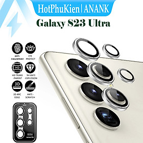 Tấm dán kính cường lực Camera cho Samsung Galaxy S23 Ultra hiệu ANANK - công nghệ kế dính tự động, mặt kính AGC sắc nét với độ cứng 9H, trang bị khung tự dán dễ dàng tự dán ở nhà - Hàng nhập khẩu