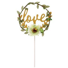 Love Monogram Flower Wreath Leaves Cake Topper Wedding Party Supplier
