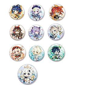 Combo 10 huy hiệu cài áo GENSHIN IMPECT game chibi
