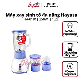 Mua Máy xay sinh tố cối thủy tinh  máy xay đa năng dao thép không gỉ công suất 350W Hayasa HA-0181_Hàng chính hãng