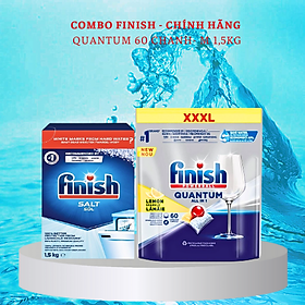 combo viên rửa bát finish quantum 54 viên+muối rửa bát fnish 1.5kg dùng cho máy rửa bát