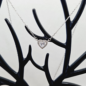Dây chuyền trái tim gắn đá chất liệu bạc 925 thời trang phụ kiện trang sức nữ sang trọng