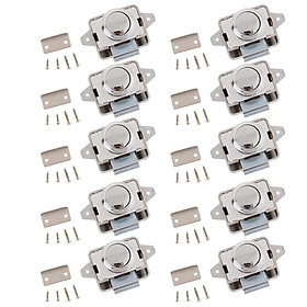 10x Push Button Latch Lock for RV Boat Drawer Cupboard Cabinet Door Sliver