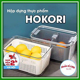 Hộp đựng thực phẩm 2 lớp Hokori (6588/6589)-Hộp bảo quản thức ăn, đựng hoa quả, có lỗ thoát nước dễ dàng sử dụng br01541
