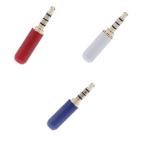 3x 3.5mm Male AUX Plug Stereo Headphone Solder Audio Adapter Blue  + White
