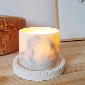 Bộ 3 sản phẩm: đế đỡ nến + nến thơm sáp đậu nành hương cam ngọt và lá quế + tealight trang trí cành yến mạch
