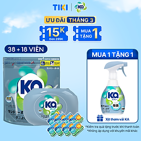 Combo 2 Viên Giặt Quần Áo loại bỏ mạt bụi KA pod Anti-dustmite 4trong1 diệt mạt bụi, làm sạch sâu, kháng khuẩn, giữ màu vải (18 viên/ 38 viên)