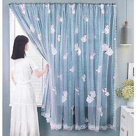 Mua RÈM DÁN TƯỜNG HAI LỚP KHÔNG CẦN THANH TREO HOẠ TIẾT CHẬU CÂY