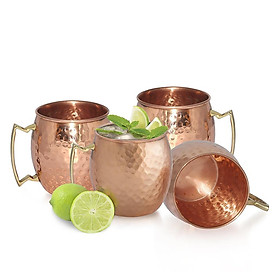 4PCS STAINLESS STEEL WITH COPPER PLATED MOSCOW MULE CUP MUG Hammered