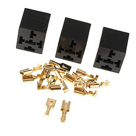 Automotive 40A 5 Pin Relay Socket Connector Holder With Terminals-Pack of 3