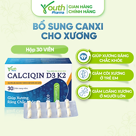 Viên Uống Calciqin D3 K2 Youth Pharma Giúp Xương, Răng Chắc Khỏe - Hộp 30 Viên