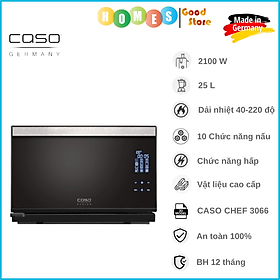 Lò Nướng Kiêm Hấp CASO Steam Chef 3066, Sản Xuất Tại Đức Cao Cấp, Sang Trọng, 11 Chương Trình Tích Hợp Hấp, Dung Tích 25L, Công Suất 210W - Hàng Nhập Khẩu Đức