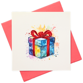 Thiệp Giấy Xoắn Nghệ Thuật - Thiệp Hộp Quà Sinh Nhật - Birthday Gift Box Card - Happy Birthday - 15 x 15 - VN2XM115C61NN