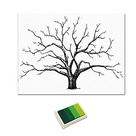 Hình ảnh 2X Large Wedding Fingerprint Thumbprint Tree & Painting Inkpad Guest Book Green