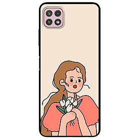 Ốp lưng dành cho samsung galaxy a22 - samsung galaxy a22 - cô gái cầm bông áo hồng