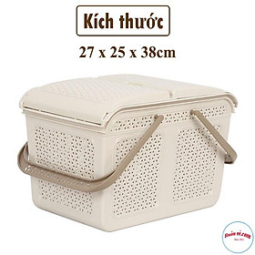 Mua Làn đựng đồ có nắp cao cấp Việt Nhật Kokori (MS:2608)- 01447-Làn nhựa đi sinh  làn nhựa đựng đồ đa năng  có quai xách