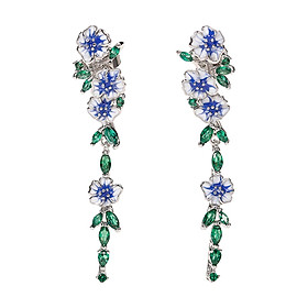Dangle Earrings Blue Flower Shaped, Statement Earrings Boho Bohemian Teardrop Fashion Jewelry Dangling Earrings Lightweight Gifts for Women