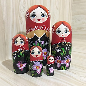 5pcs Wooden Nesting Dolls Russian Babushka Matryoshka Home Decor Gifts #1