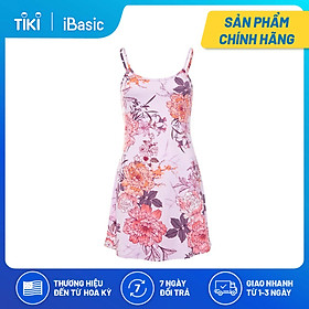 Đầm ngủ nữ thun 2 dây họa tiết hoa văn iBasic 7916-1