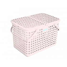Giỏ đựng đồ đi sinh bằng nhựa cao cấp quai giữa có nắp đậy NACHI INOCHI Nhật Bản - Nhiều Màu - ( D x R x C ) tương ứng ( 463 x 320 x 311 ) mm