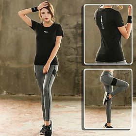 Set Bộ 2 món đồ quần Legging và áo thun thể thao nữ ( Đồ Tập Gym, Yoga, Aerobic )