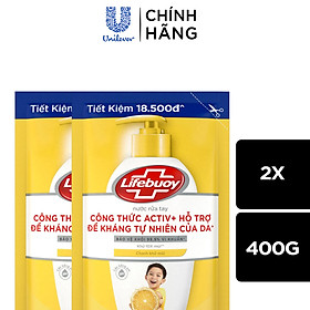 Combo 2 Nước rửa tay Lifebuoy chanh khử mùi túi 400g