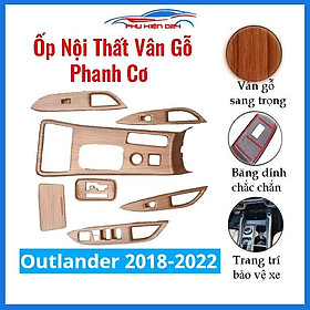 Ốp nội thất Outlander 2018-2019-2020-2021-2022 phanh cơ vân gỗ bảo vệ chống trầy xước và làm đẹp xe