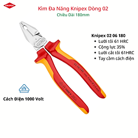 Kềm đa năng knipex chiều dài 180mm lưỡi cắt 63hrc, cộng lực cao 35% gồm 02 01 180/ 02 02 180/ 02 05 180 và 02 06 180 - sản xuất tại đức