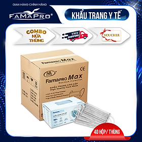 [FAMAPRO MAX - THÙNG 40 HỘP] Khẩu trang y tế cao cấp 4 lớp Famapro Max (40 cái/ hộp)