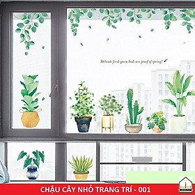 Decal dán tường trang trí CÂY XANH chậu nhỏ - Tranh dán tường, trang trí nhà cửa