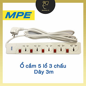 Ổ cắm đa năng 3 chấu có công tắc MPE , Cổng sạc USB 2.4A - Dây 3M