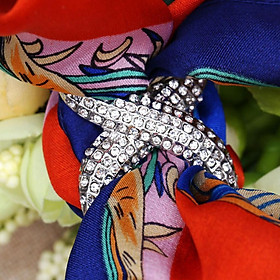 Women Elegant Silk Scarf Clips Rings Holder Buckle for Wedding Party  golden