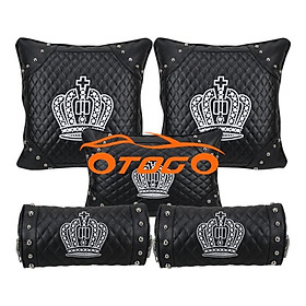 Mua Set Gối tựa đầu tựa lưng thêu vương miện cao cấp có đính đá loại 1