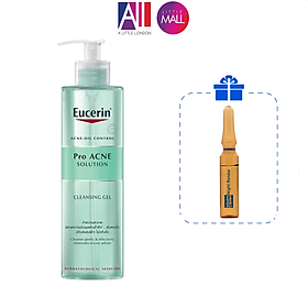 Gel rửa mặt giảm mụn loại bỏ nhờn Eucerin Pro Acne Solution Cleansing Gel TẶNG Ampoule chống lão hóa Martiderm(Nhập khẩu)