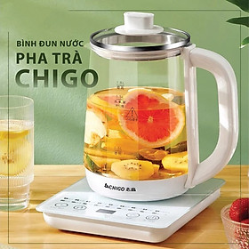 Ấm Đun Trà Điện Cao Cấp Chigo (1,8L - 800W) - Bình thủy tinh, có thể pha trà xanh, đun nước, nấu súp đa năng - Hàng Chính Hãng
