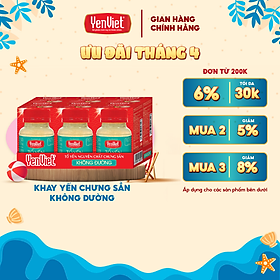 Yến Việt - Khay 6 lọx70ml 18% yến sào nguyên chất vị ngọt từ cỏ ngọt/ hạt sen, phù hợp người ăn kiêng, tiểu đường