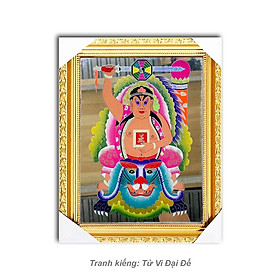 Mua Tranh Kiếng Tử Vi Đại Đế kích to - Nền Gương - Tranh kiếng chạm - Độ mệnh - Khung gỗ