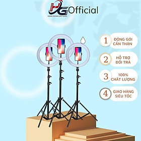 Mua Đèn Livestream 26 cm Fily  3 chế độ màu vàng-kem-trắng tuỳ chỉnh cm Tặng kèm Chân đỡ đèn bằng sắt dài 2m1- Hàng Chính Hãng