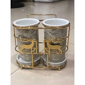 Mua GIỎ SỨ ĐỰNG ỐNG ĐŨA VÂN ĐÁ KHUNG KIM LOẠI MẠ VÀNG SANG TRỌNG