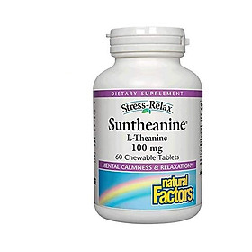 Stress-Relax Chewable Suntheanine L-Theanine 100 mg by Natural Factors, Non-Drowsy Stress Support for Mental Calmness and Relaxation, Tropical Fruit Flavor, 60 tablets (30 servings)