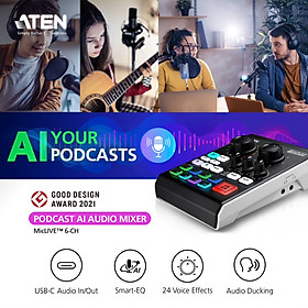 Bộ Mixer trộn âm thanh cao cấp - ATEN UC8000 chuyên đọc Podcast, Livestream, Thu Âm  - Hàng chính hãng