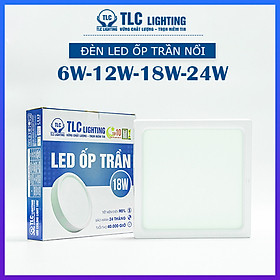 Đèn LED Ốp Trần Nổi Vuông Vỏ Trắng công suất 6W, 12W, 18W, 24W TLC Lighting - Ánh sáng Trắng/Vàng/3 màu - Sử dụng phòng bếp, phòng tắm, hành lang, cầu thang, ban công